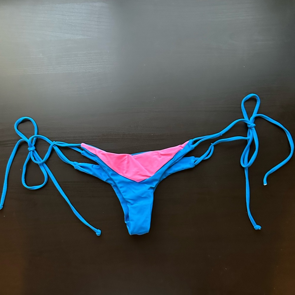 CAMI AND JAX Elizabeth Bikini Bottom in Blue Cina & Fuschia Side Tie size Large - Picture 5 of 7